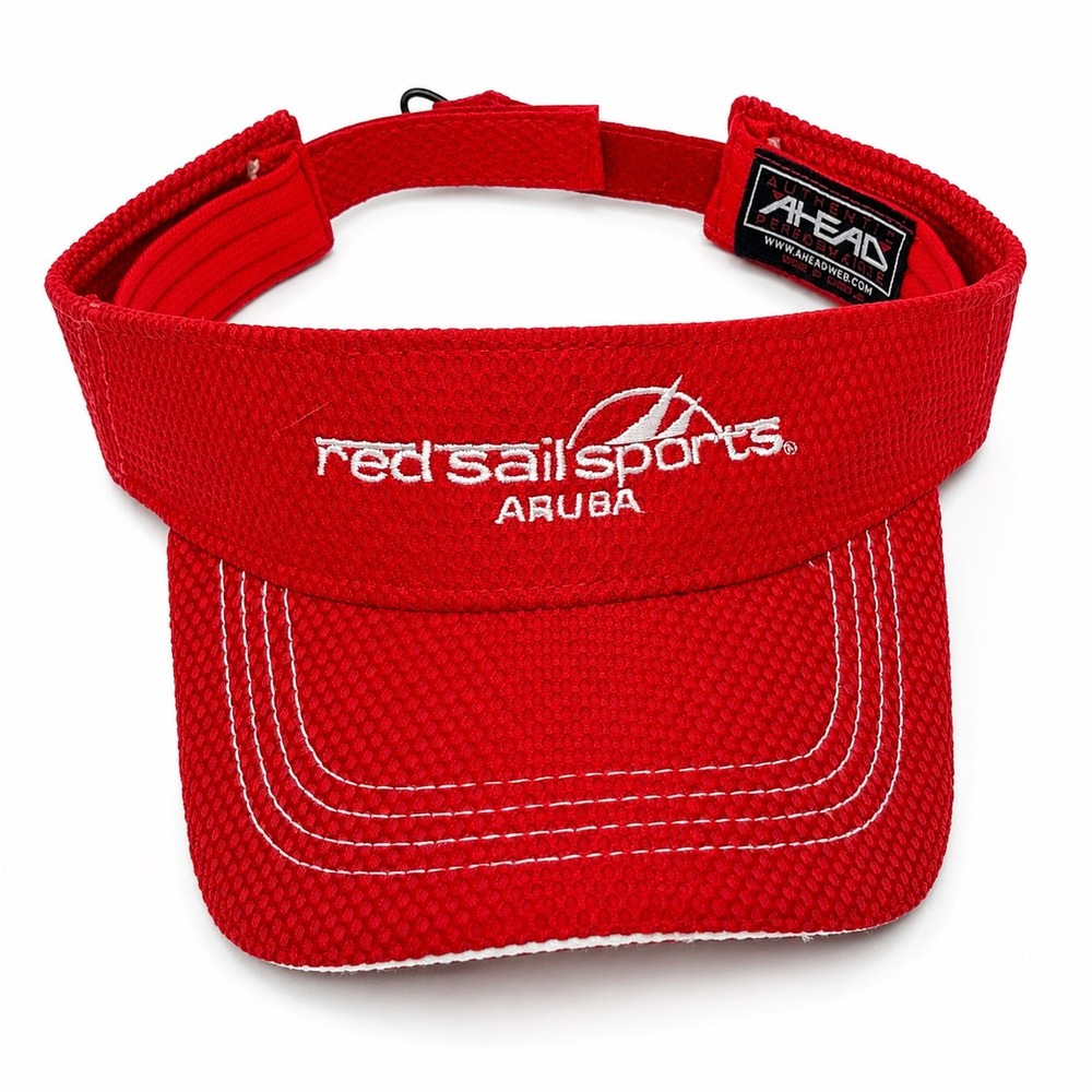 Ahead Performance Red Sail Sports Aruba Visor Red Mesh Adjustable Sun Hat NWOT